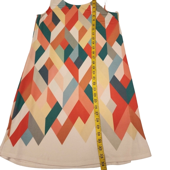 Retro 60s Style Colorful Geo Sleeveless Knit Sweater Dress Size S - Picture 7 of 9